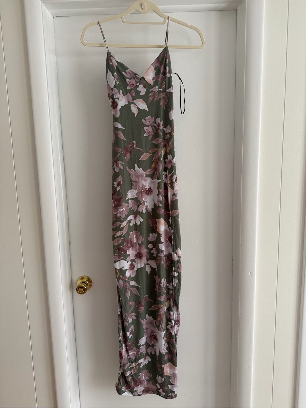 Sage by Windsor Olive Green Floral Slip with Blush Accents